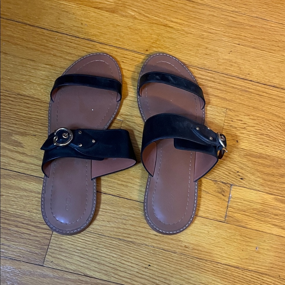 Coach Black Leather Women's Sandals
